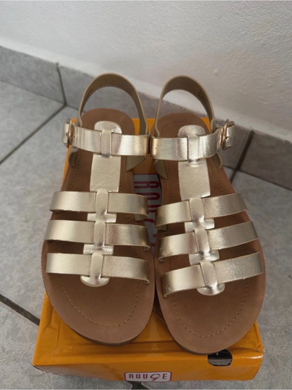 Rainbow Kids Metallic Gold Gladiator Sandals